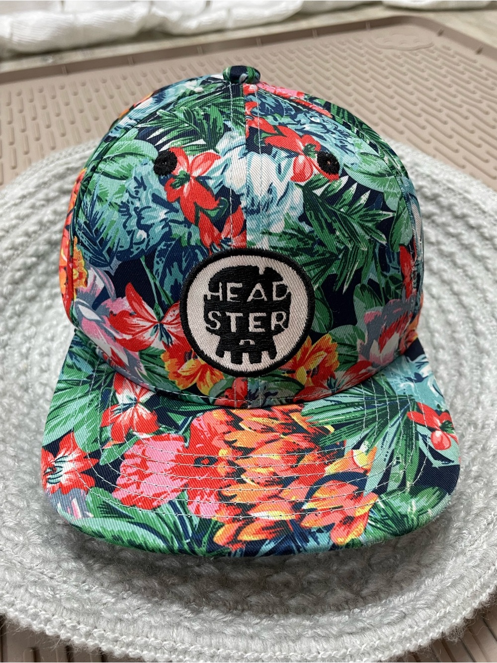 Headster Kids Snapback Hat 52cm Multicolor Tropical Floral Excellent Flat‎ Brim